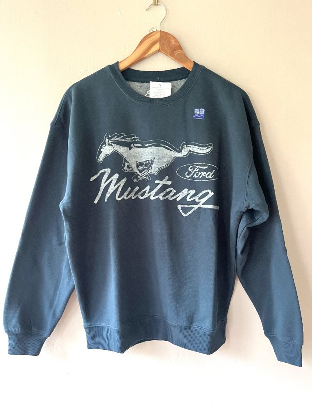 Ford Sz XS Mustang Peacock Blue Y2k Nascar Racing Pullover Sweatshirt